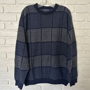 Vintage Susquehanna Trail Chunky Knit‎ Crew Neck Sweater Mens Large Navy Blue